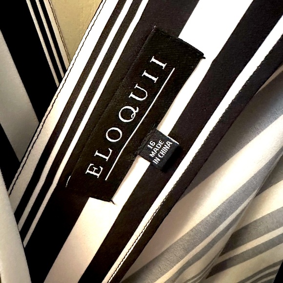 ELOQUII Size 16 Black and White Graphic Dolman Sleeve Dress with Color Insert - Picture 5 of 7